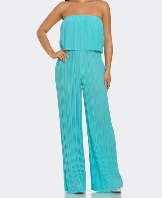 SUMMER BREEZE PLISS JUMPSUIT - BLUE
