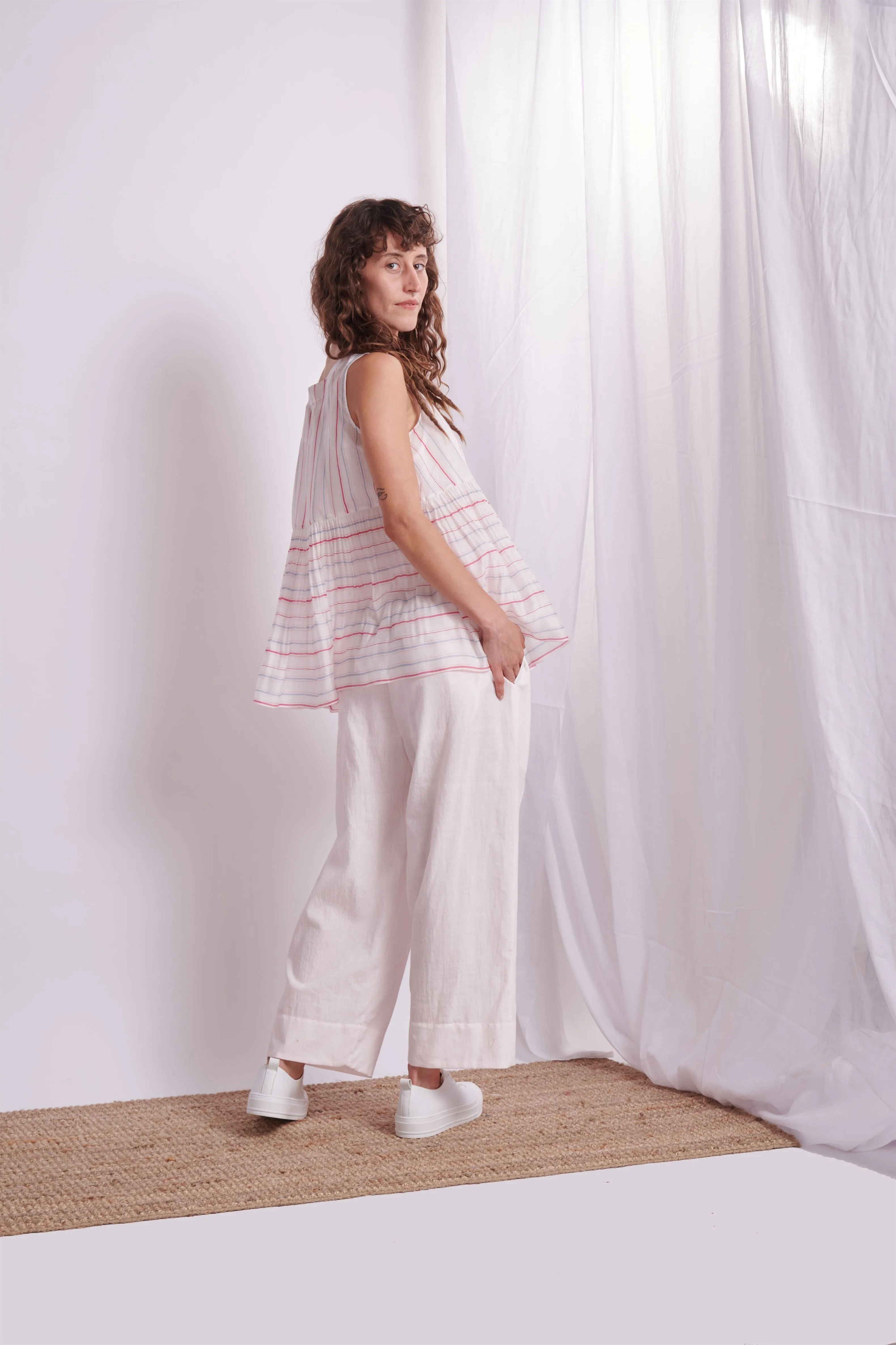 The Plavate I Novinki Take it easy Co-ord Set Silk 4 Colour Stripes Daily Collection AW22-14