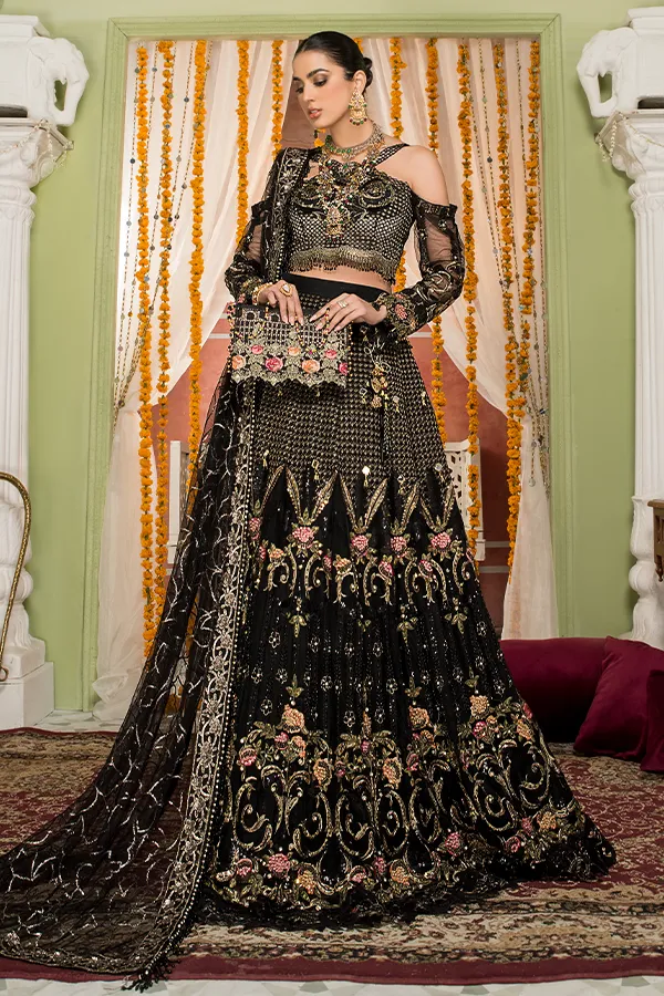 Trendy Black Pakistani Dress with Embroidery #PF405