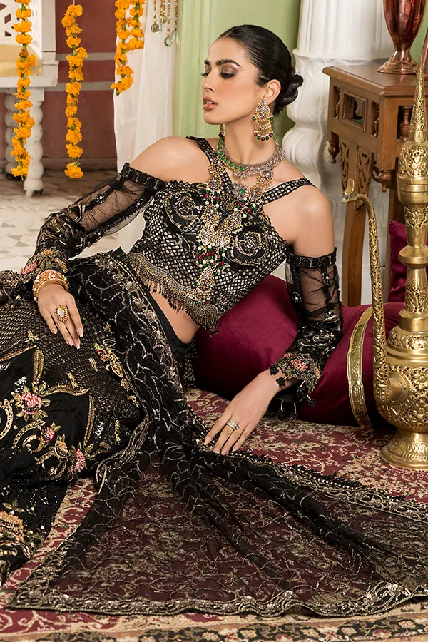 Trendy Black Pakistani Dress with Embroidery #PF405