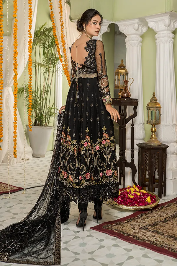 Trendy Black Pakistani Dress with Embroidery #PF405