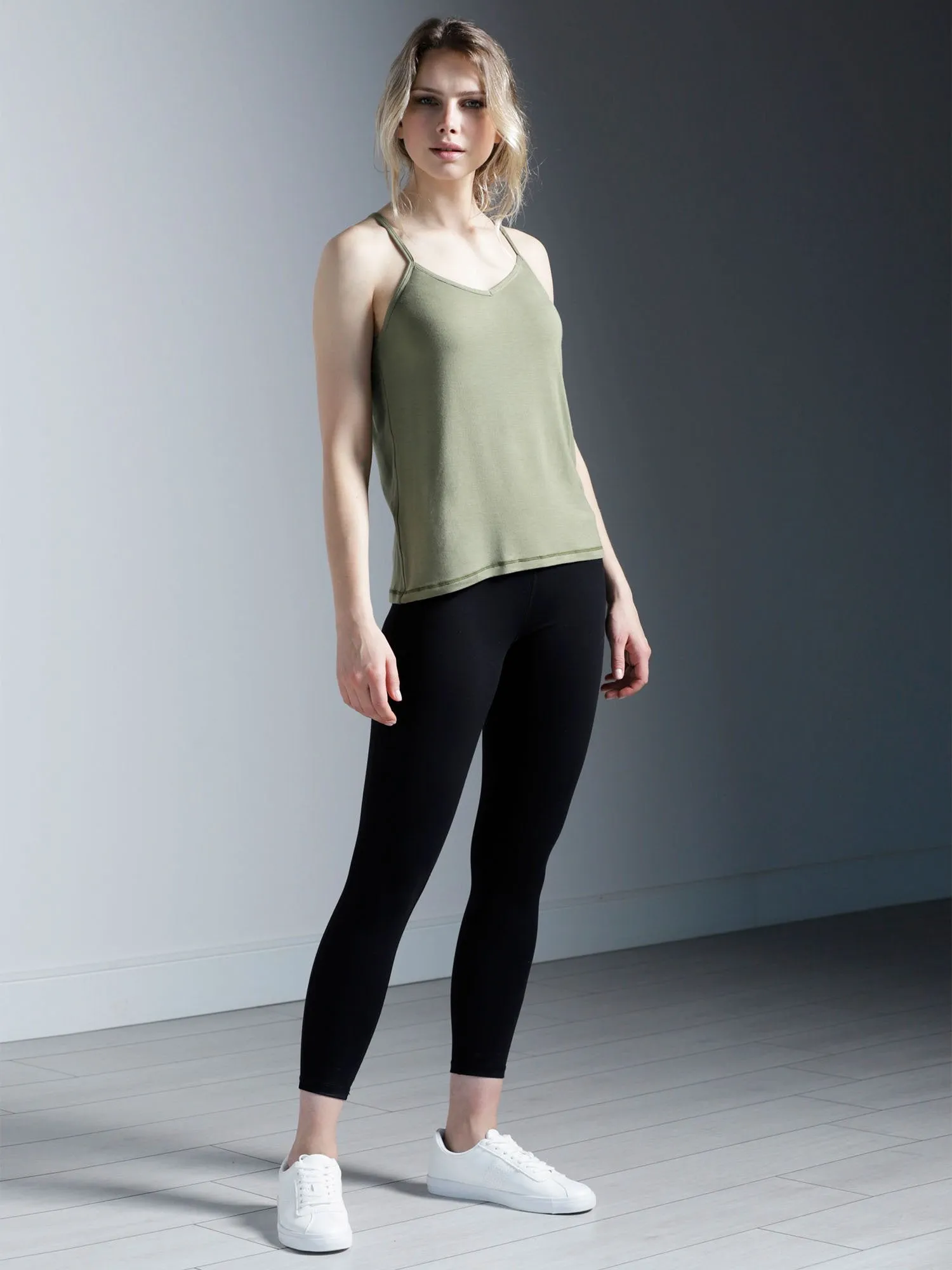 V BACK SINGLET, SAGE MODAL