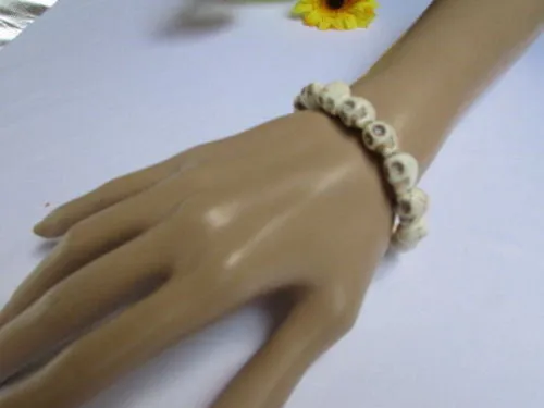 White Skulls Elastic Cuff Bracelet Dia De Los Muertos Halloween Accesories Men Women