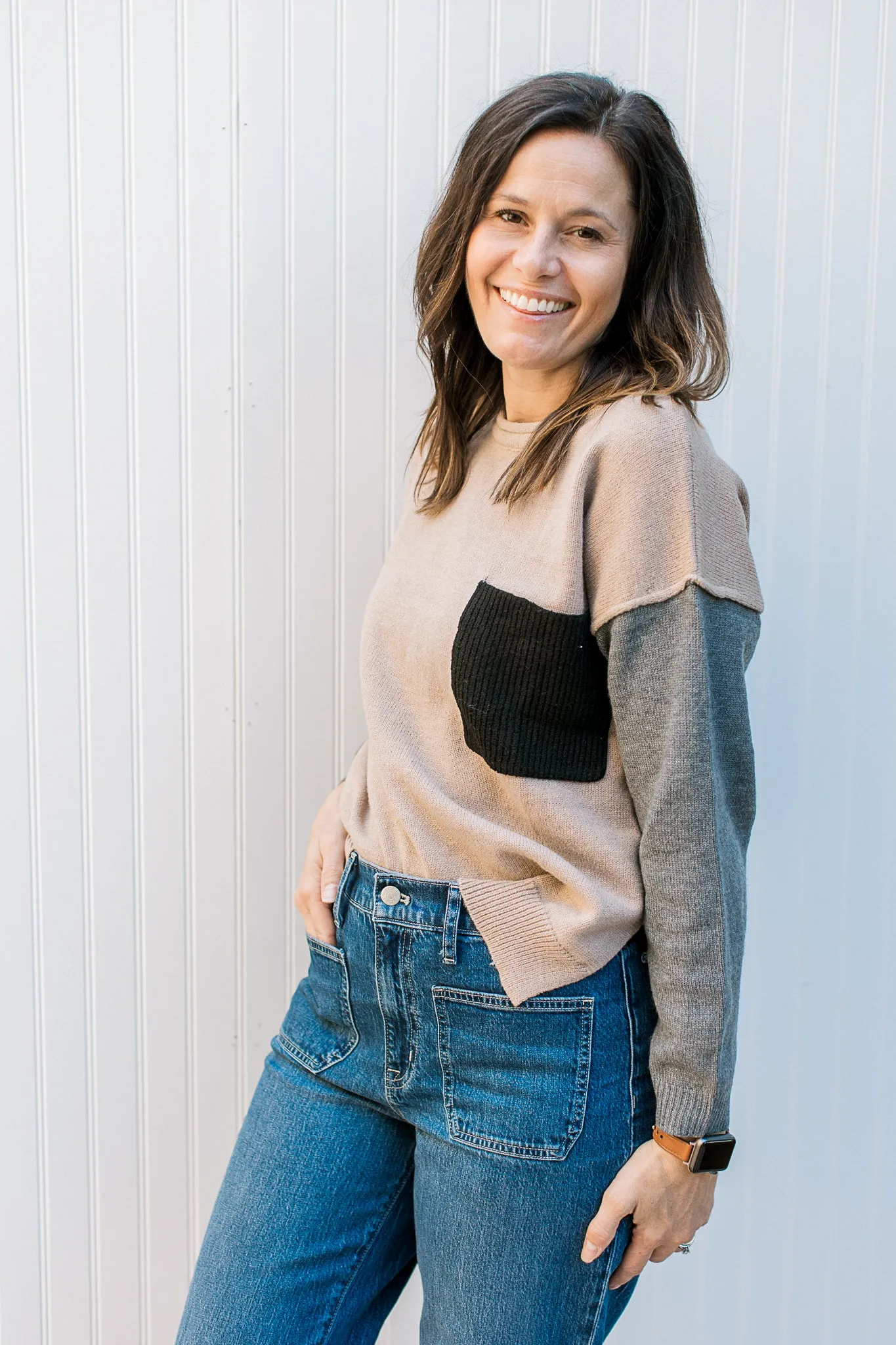 XZ Simple Contrast Sweater