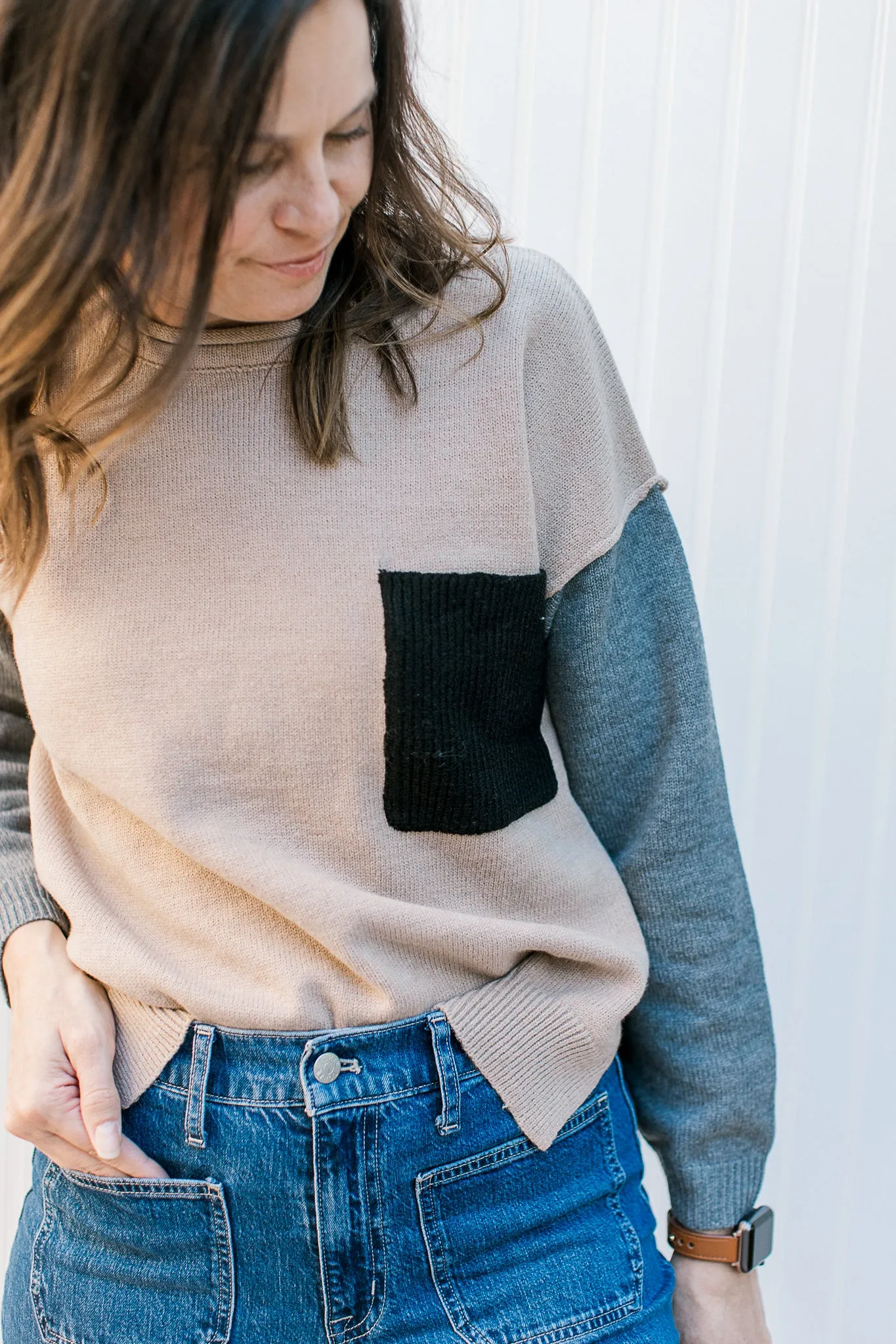 XZ Simple Contrast Sweater