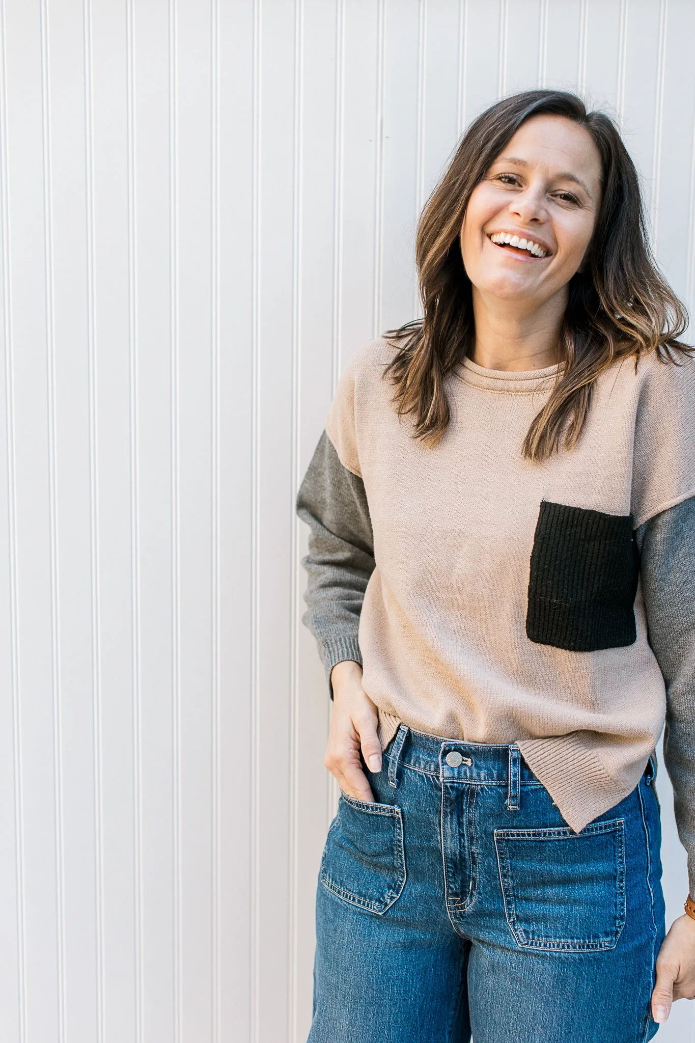 XZ Simple Contrast Sweater