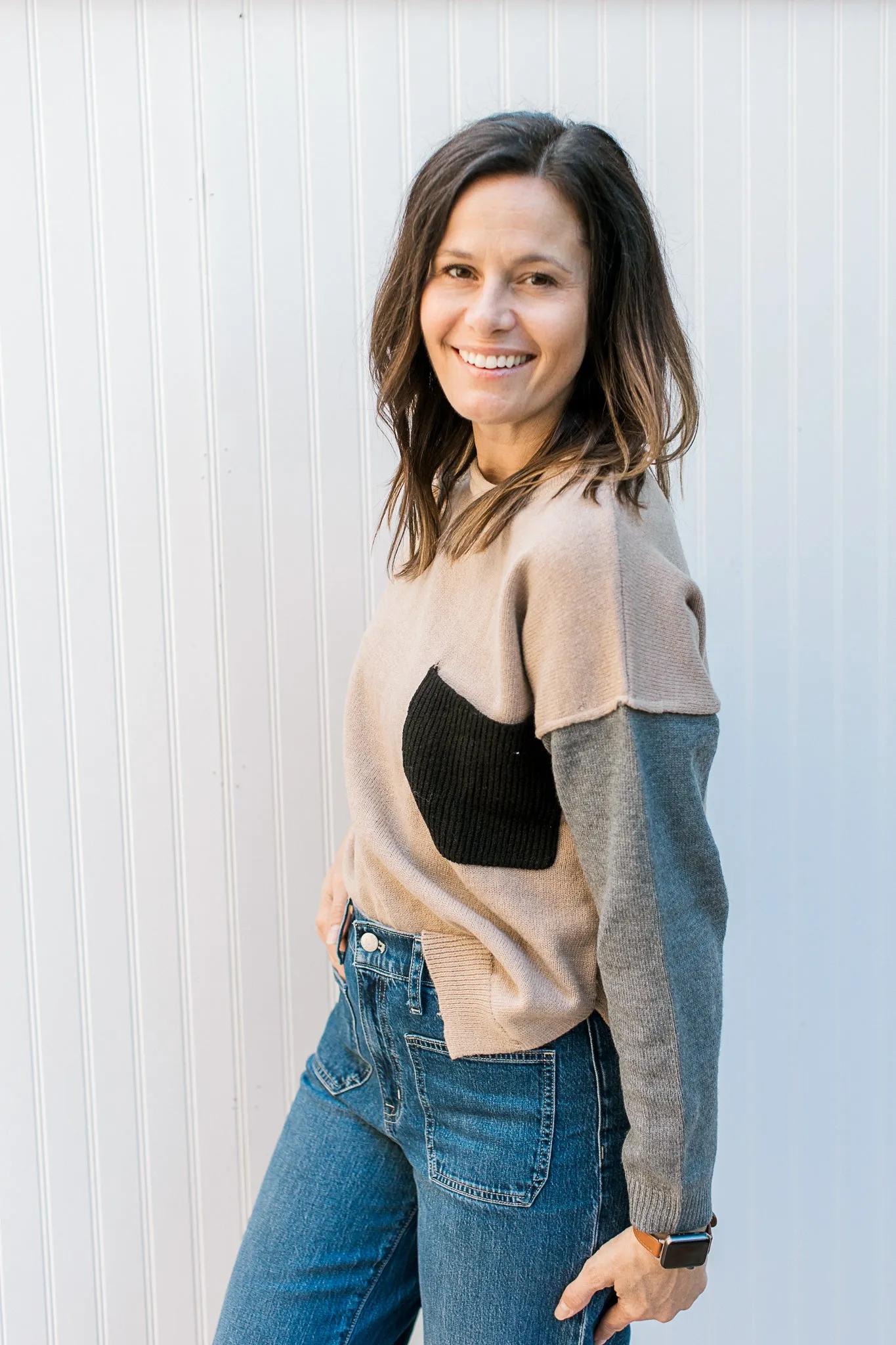XZ Simple Contrast Sweater